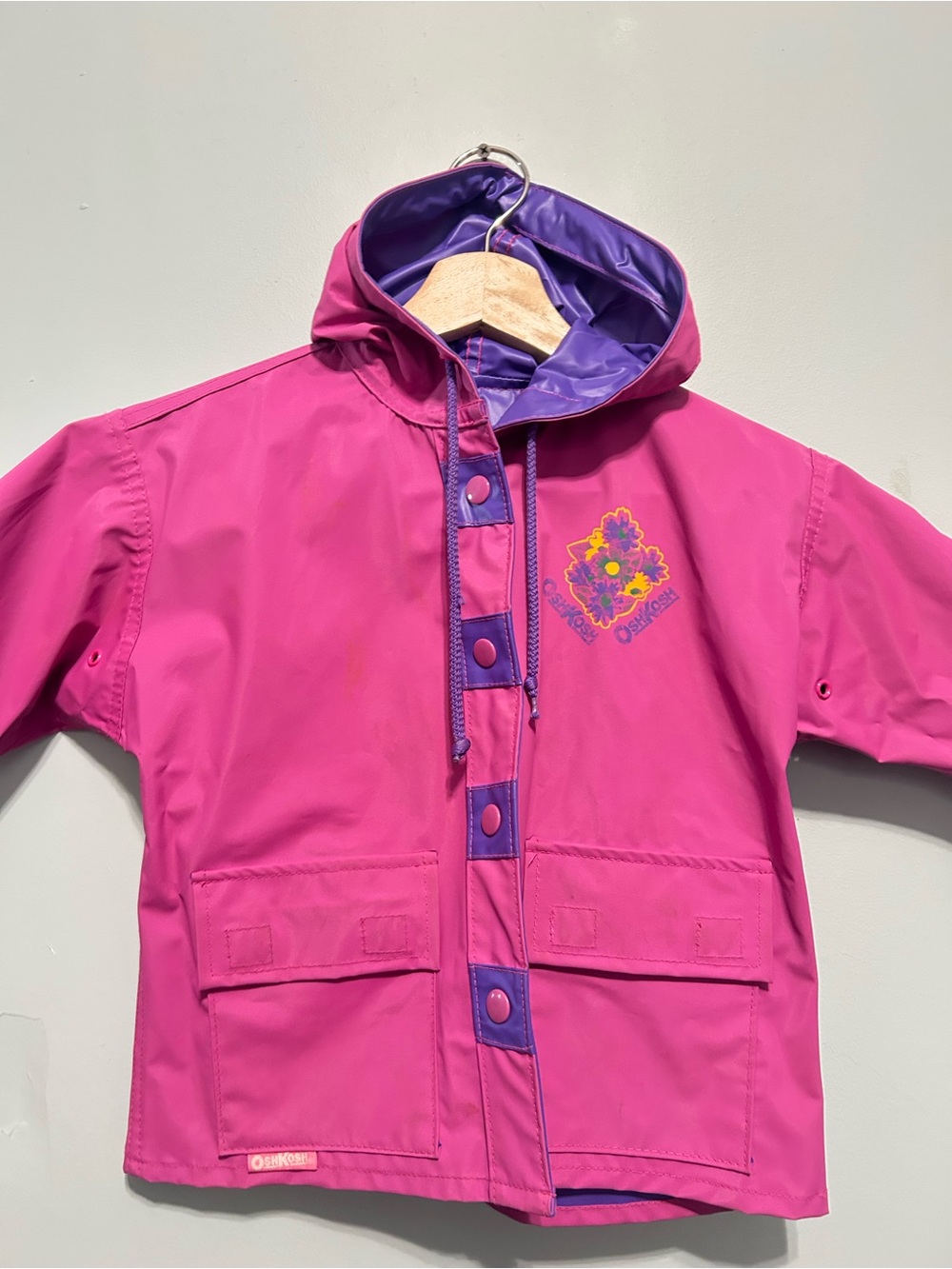 Vintage OshKosh B'gosh Pink Hooded Raincoat 3T
